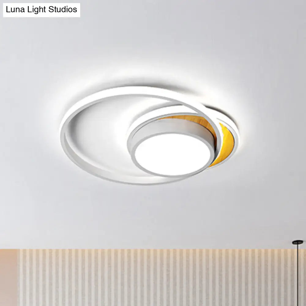 Ultra Thin Modern Metal Led Flush Ceiling Light In Black/White - White/Warm 18’/21.5’ Wide