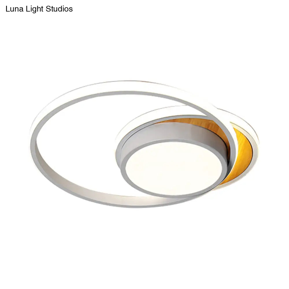 Ultra Thin Modern Metal Led Flush Ceiling Light In Black/White - White/Warm 18’/21.5’ Wide