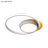 Ultra Thin Modern Metal Led Flush Ceiling Light In Black/White - White/Warm 18’/21.5’ Wide