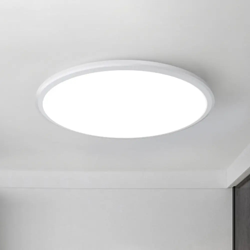 Ultra-Thin Round Led Ceiling Light For Kitchen - Simple White Design With Acrylic Flush Mount / 8