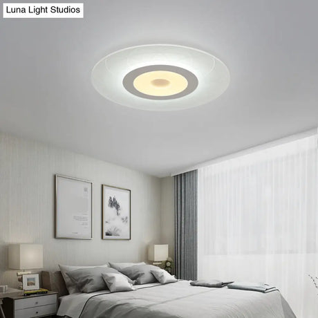 Ultrathin Flush Ceiling Light With Floral Pattern - Led Acrylic Fixture White