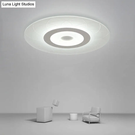 Ultrathin Flush Ceiling Light With Floral Pattern - Led Acrylic Fixture White / 16.5
