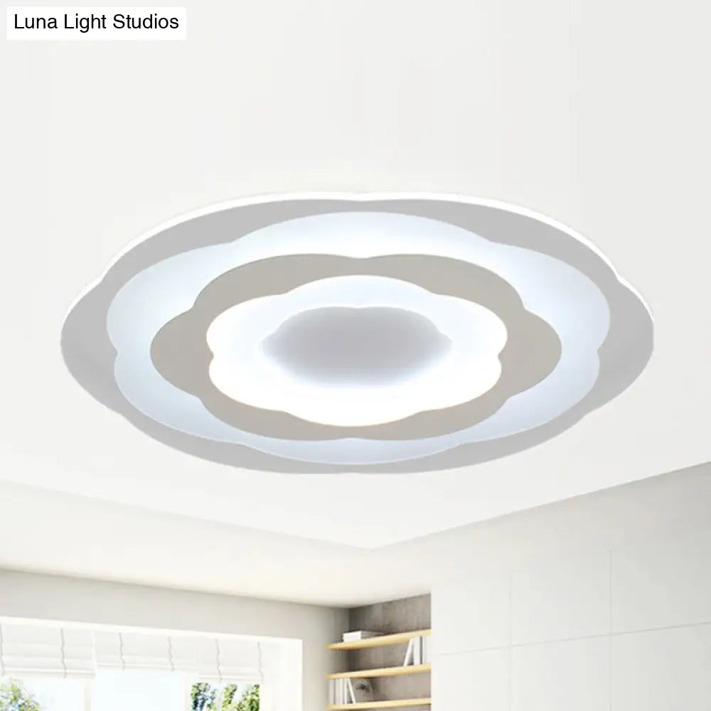 Ultrathin Layered Flower Ceiling Light - Modern Acrylic - White Led Flush Mount Lighting For