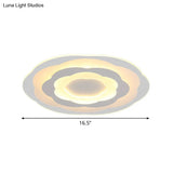 Ultrathin Layered Flower Ceiling Light - Modern Acrylic - White Led Flush Mount Lighting For
