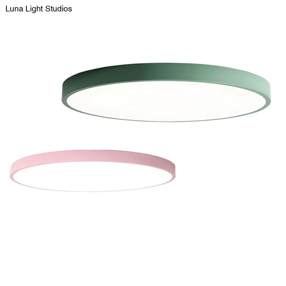Ultrathin Round Flush Mount Led Ceiling Light For Child’s Room - Macaron Metal Finish