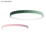 Ultrathin Round Flush Mount Led Ceiling Light For Child’s Room - Macaron Metal Finish