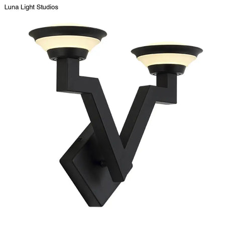 V-Shaped Metal Wall Sconce With 2 Lights For Country Living Rooms