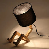 Valentina - Wooden Man-Shaped Table Lamp With Book Rack And Fabric Shade Black