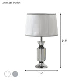 Valeria - Rural Style Fabric Shade Night Table Lamp In White/Blue