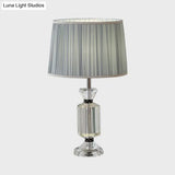 Valeria - Rural Style Fabric Shade Night Table Lamp In White/Blue
