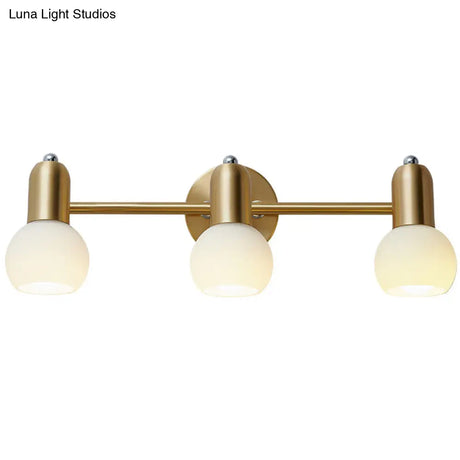 Versatile Swivel Dome Milk Glass Vanity Light - Postmodern Brass Wall Lamp For Bath Décor