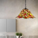 Victorian Bell Chandelier - Red Cut Glass Hanging Lamp Kit For Bedroom (2 Lights)