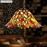 Victorian Bell Chandelier - Red Cut Glass Hanging Lamp Kit For Bedroom (2 Lights)