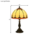 Victorian Brass Reading Lamp: Yellow Glass Dome Task Lighting For Bedroom
