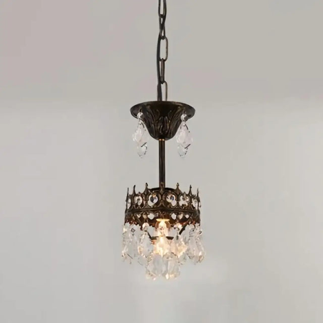 Victorian Clear Teardrop Crystal Chandelier For Living Room - Crown Shaped Hanging Lamp Rust / 5.5