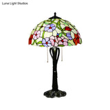 Victorian Cut Glass Cone/Dome Nightstand Lamp With Blossom Pattern
