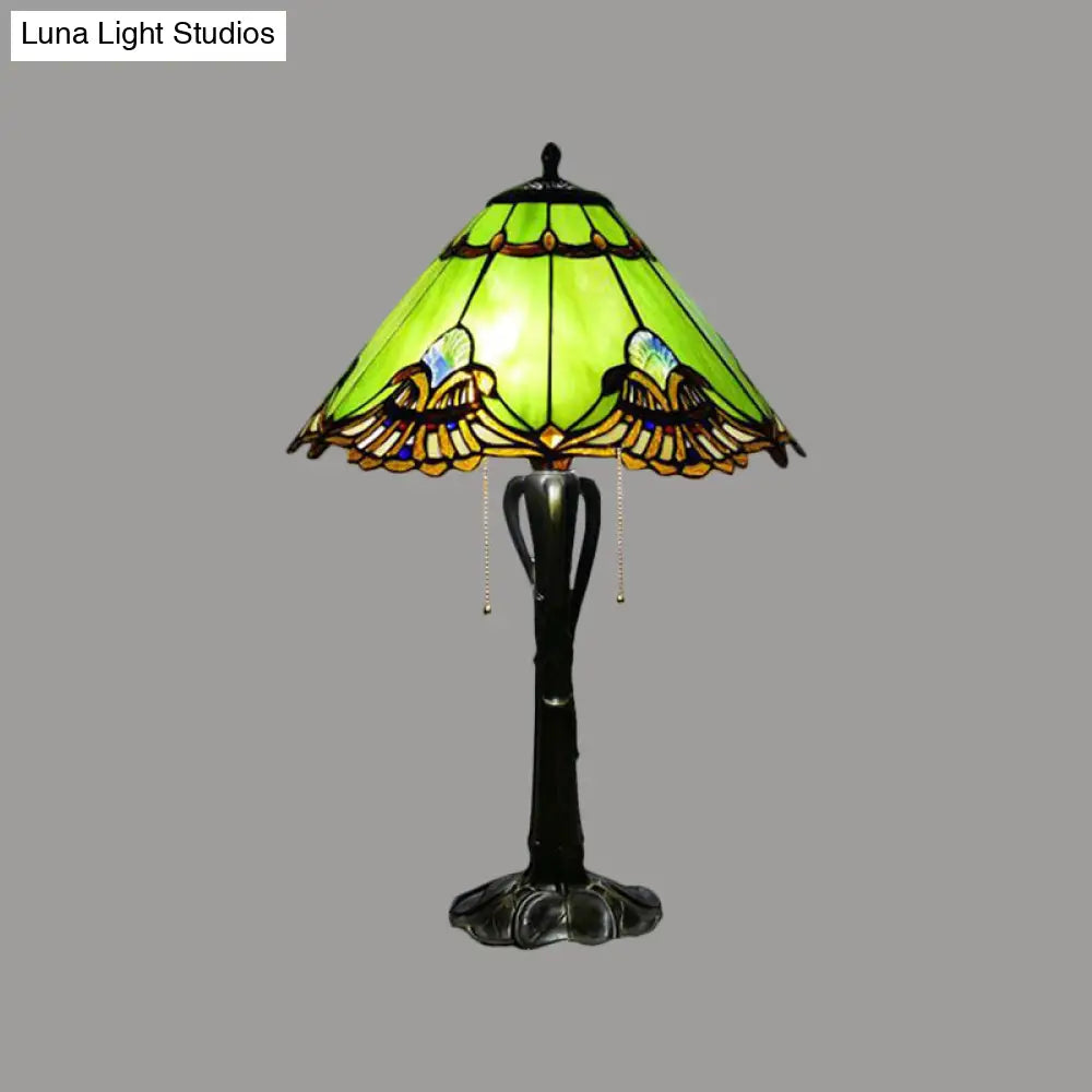 Victorian Cut Glass Cone/Dome Nightstand Lamp With Blossom Pattern
