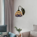 Victorian Dome Wall Light: Art Glass Mermaid Sconce For Corridor (White-Purple) White-Purple