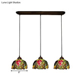 Victorian Hanging Light Fixture - Green Stained Glass Barrel Pendant With Grapevine Pattern