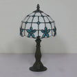 Victorian Lattice Glass Table Lamp - White Bowl Design 1 Light Red/Yellow/Blue Floral Pattern