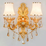 Victorian Metal Wall Sconce With Candlelight Shade And Crystal Décor 2 / Gold Cylinder