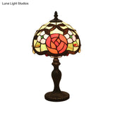 Victorian Rose Patterned 1 Head Desk Lamp In Bronze With Cut Glass Dome Shade