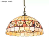 Victorian Shell Beige Dome Suspended Hanging Light Fixture - 8/12/16’ Wide