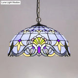Victorian Stained Glass Dome Shade Pendant Ceiling Light - Single Fixture