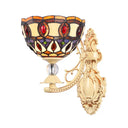 Victorian Stained Glass Dome/Star Wall Mounted Light Fixture - White/Red/Orange Sconce For Corridor