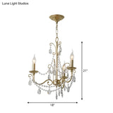 Victorian Style Crystal Accented Metal Chandelier With Gold Finish