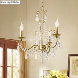 Victorian Style Crystal Accented Metal Chandelier With Gold Finish