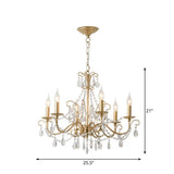 Victorian Style Crystal Accented Metal Chandelier With Gold Finish 6 /
