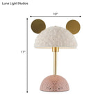 Villus Domed Macaron Nightstand Light - White 1 Head Table Lamp With Pink Marble Base