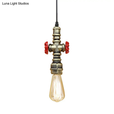 Vintage 1-Head Metal Pendant Light With Exposed Bulb - Antique Black/Silver Finish For Restaurant
