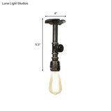 Vintage 1-Light Pipe Ceiling Fixture In Metallic Semi Flush - Aged Silver/Brass/Bronze For Kitchen