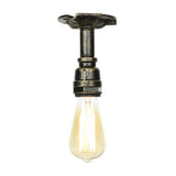 Vintage 1-Light Pipe Ceiling Fixture In Metallic Semi Flush - Aged Silver/Brass/Bronze For Kitchen