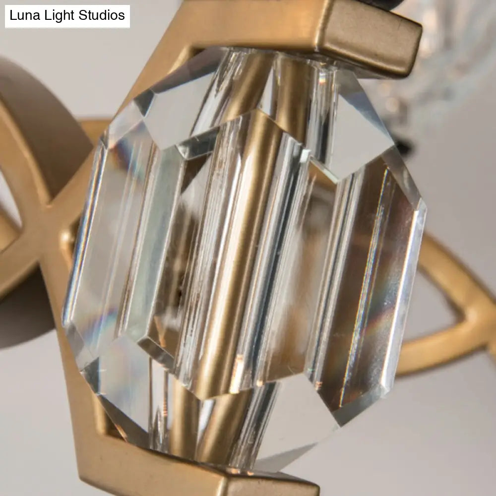Vintage 2-Light Clear Crystal Wall Sconce With Gold Finish