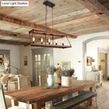 Vintage 3/5 Lights Dining Room Island Lighting Fixture In Brown Pendant