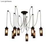 Vintage 3/8 Bulbs Pendant Light With Mesh Shade - Stylish Kitchen Ceiling Fixture In Black