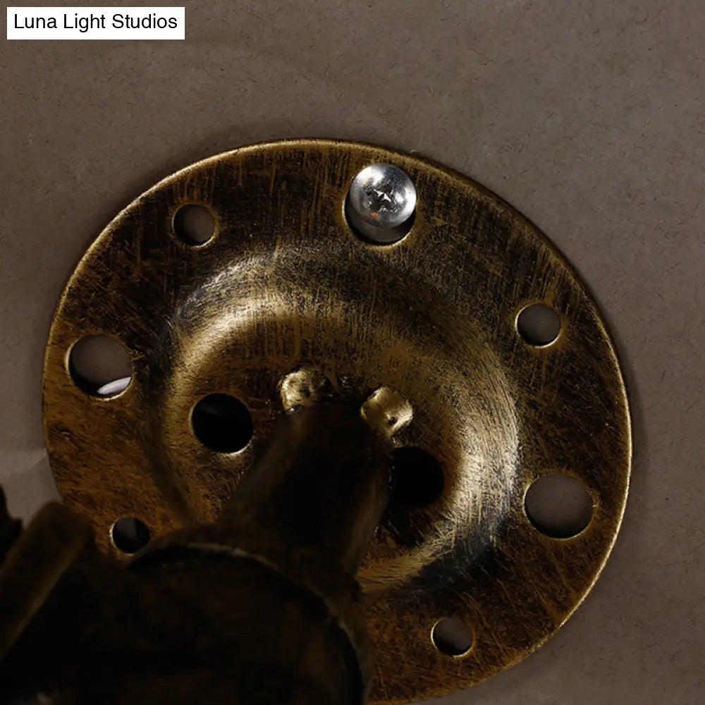 Vintage 3-Head Iron Wall Mount Light In Bronze For Living Room