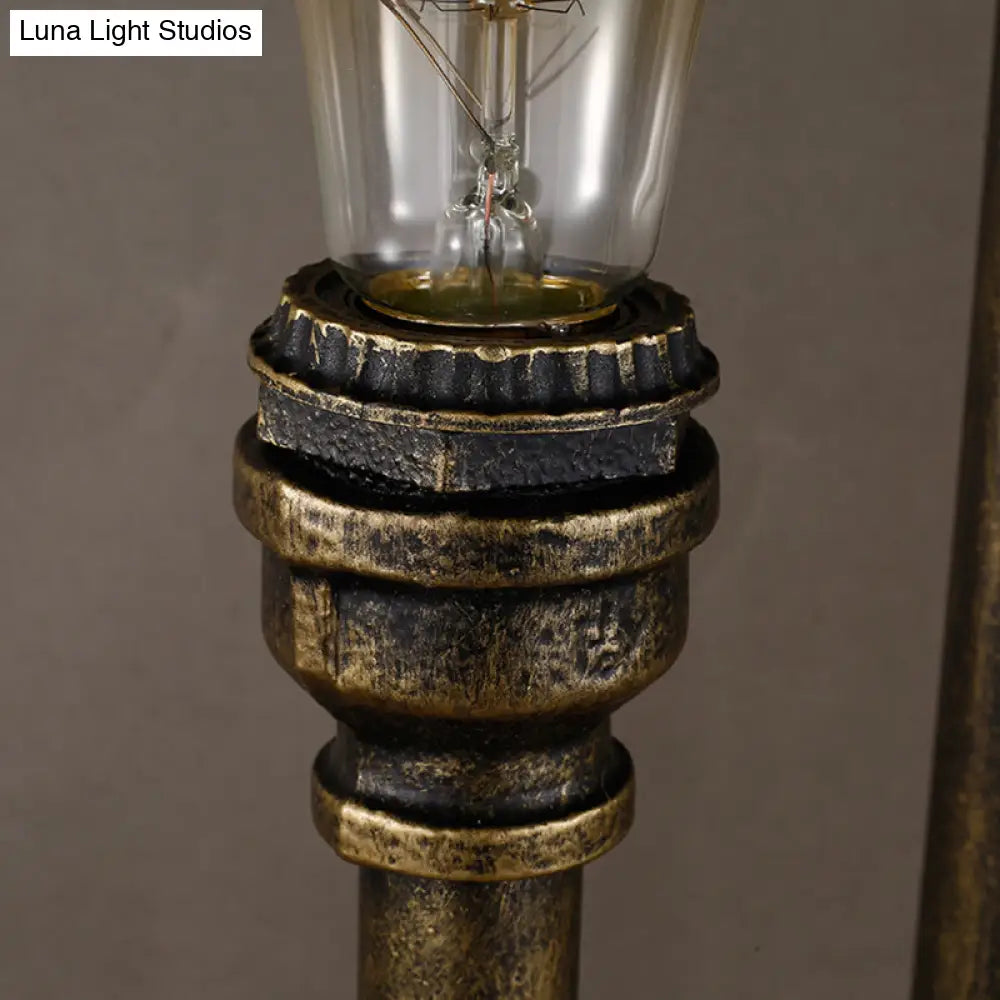 Vintage 3-Head Iron Wall Mount Light In Bronze For Living Room