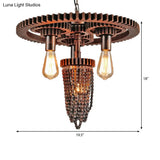Vintage 3-Head Metal Gear Hanging Chandelier - Rustic Restaurant Ceiling Pendant