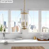 Vintage 3-Light Pendant With Clear Glass Globe Shade - Black/Chrome/Gold Perfect For Dining Room