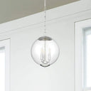 Vintage 3-Light Pendant With Clear Glass Globe Shade - Black/Chrome/Gold Perfect For Dining Room