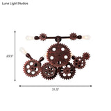Vintage 5-Light Rustic Gear Wall Sconce For Living Room Décor