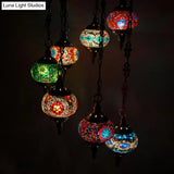 Vintage 7-Bulb Globe Glass Pendant Ceiling Chandelier In Bronze Finish