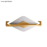 Vintage Acrylic Led Ceiling Mount Light - Black/White - Gold Rhombus Design With Frame Guard