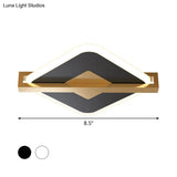 Vintage Acrylic Led Ceiling Mount Light - Black/White - Gold Rhombus Design With Frame Guard