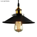 Vintage Adjustable Metal Wall Lamp With Flared Shade For Bedroom Reading - Black