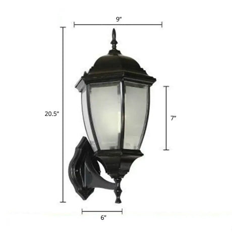Vintage Aluminum Bell Garden Wall Lamp With Glass Shade - 1-Light Mount Black / 9 Frosted